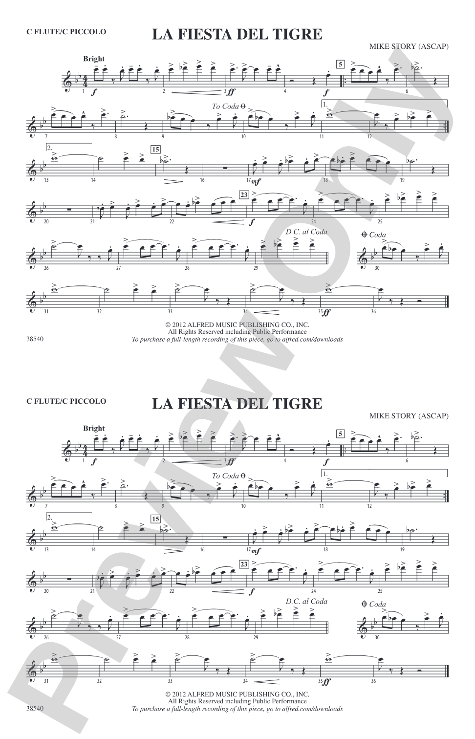 La Fiesta Del Tigre: Flute