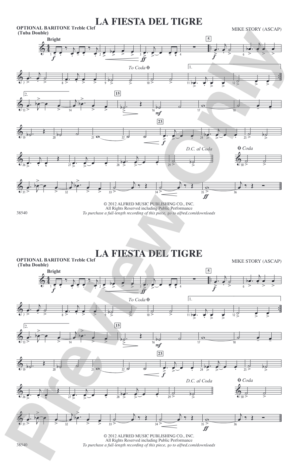 La Fiesta Del Tigre: Optional Baritone T.C. (Tuba Double)