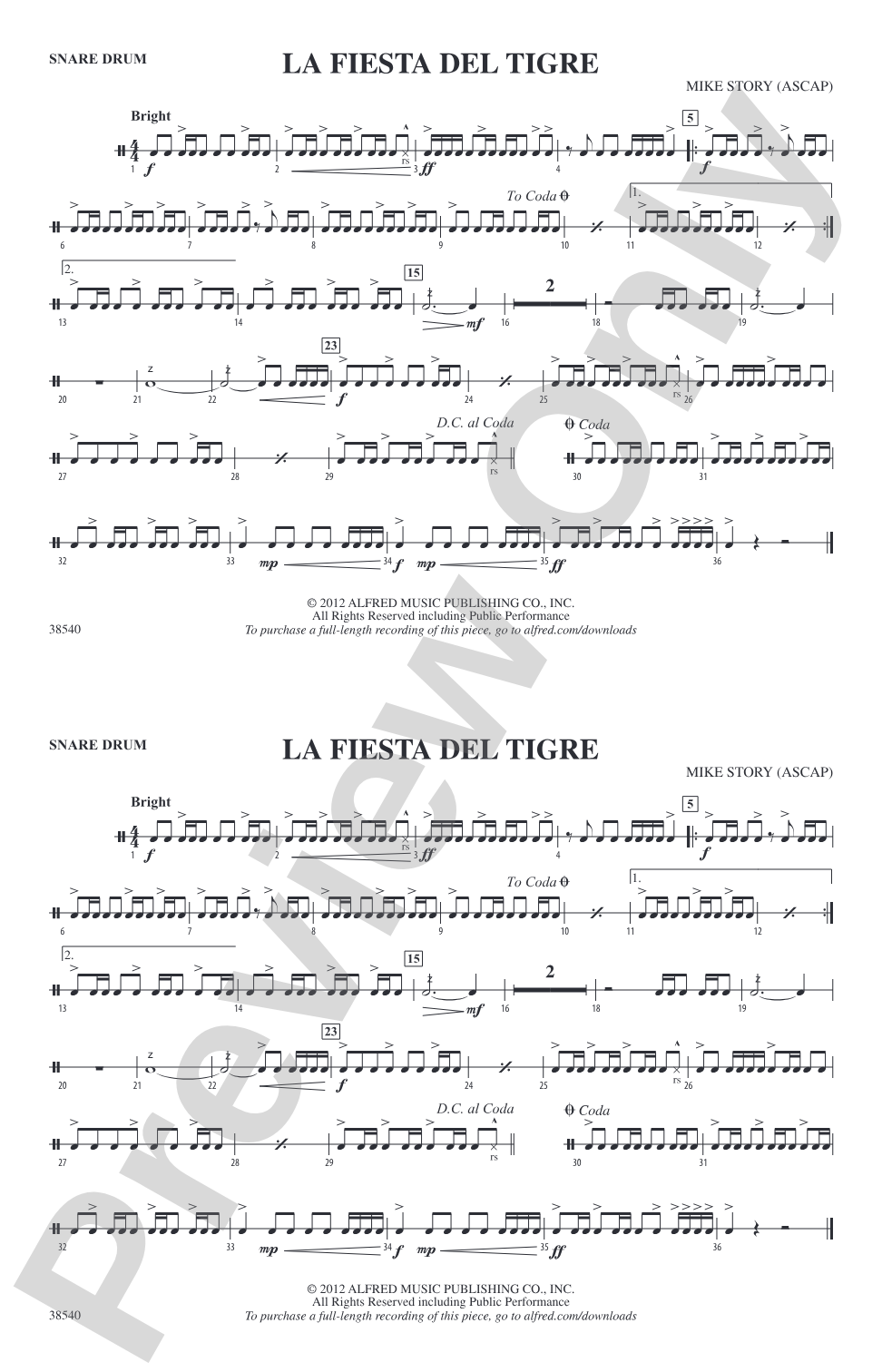 La Fiesta Del Tigre: Snare Drum