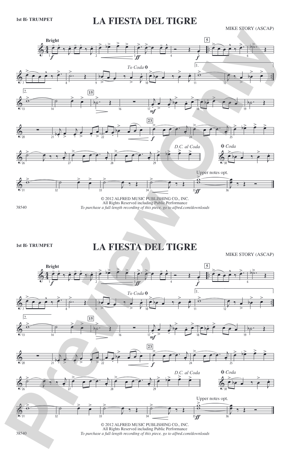 La Fiesta Del Tigre: 1st B-flat Trumpet