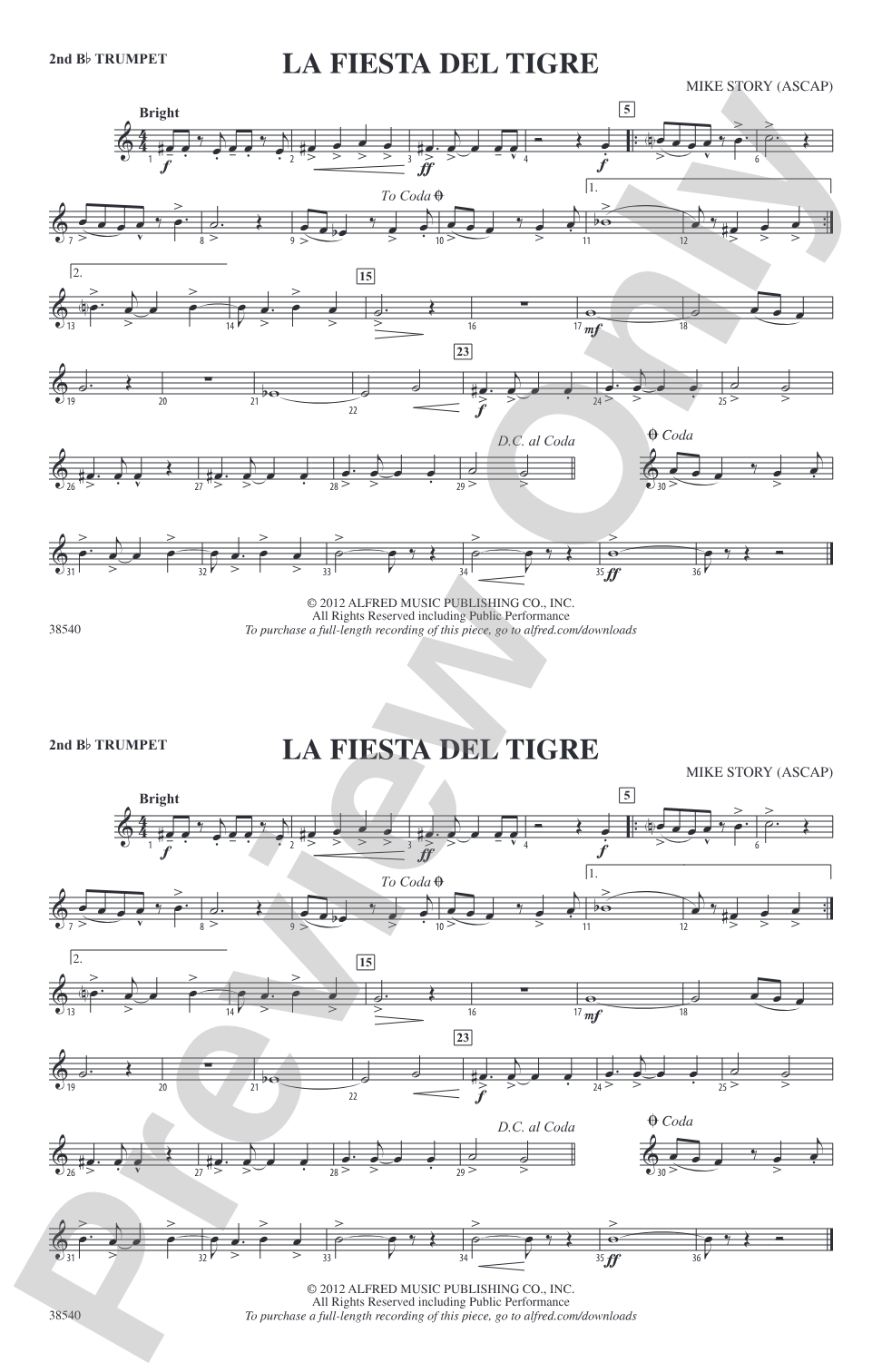 La Fiesta Del Tigre: 2nd B-flat Trumpet
