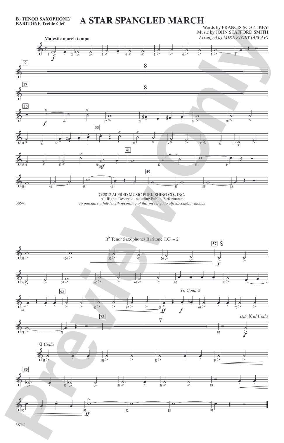A Star-Spangled March: Bb Tenor Saxophone/Bartione Treble Clef