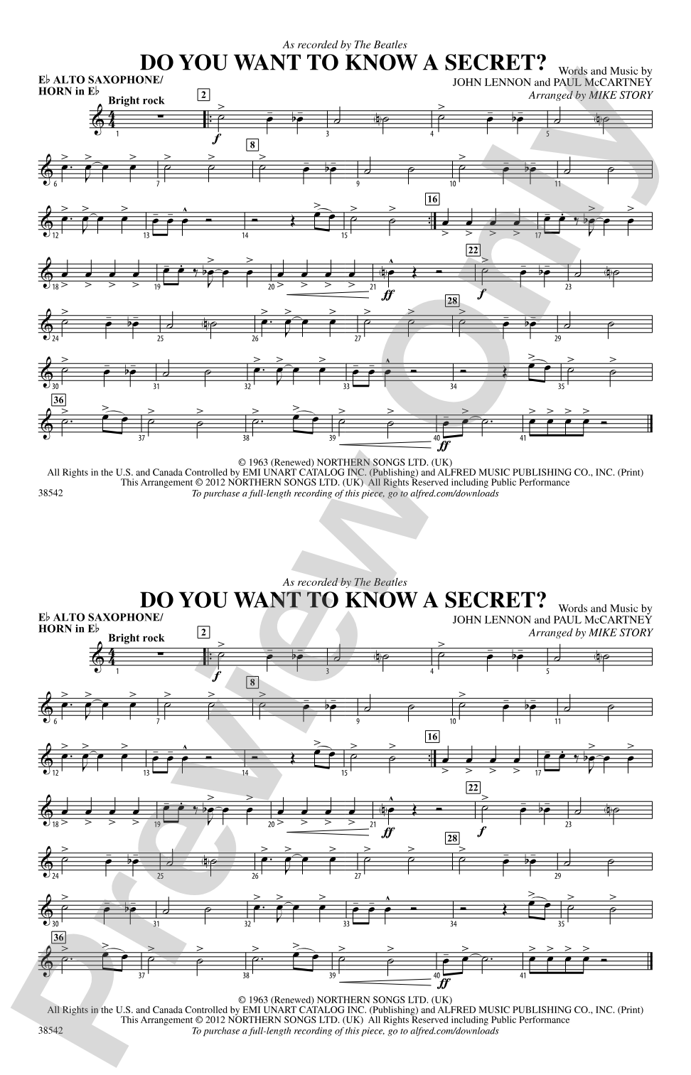 Do You Want to Know a Secret?: E-flat Alto Saxophone