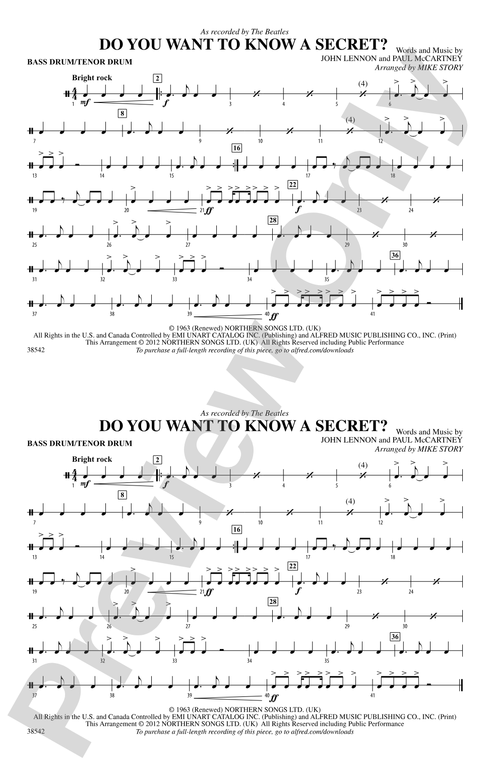 Do You Want to Know a Secret?: Bass Drum/Tenor Drum