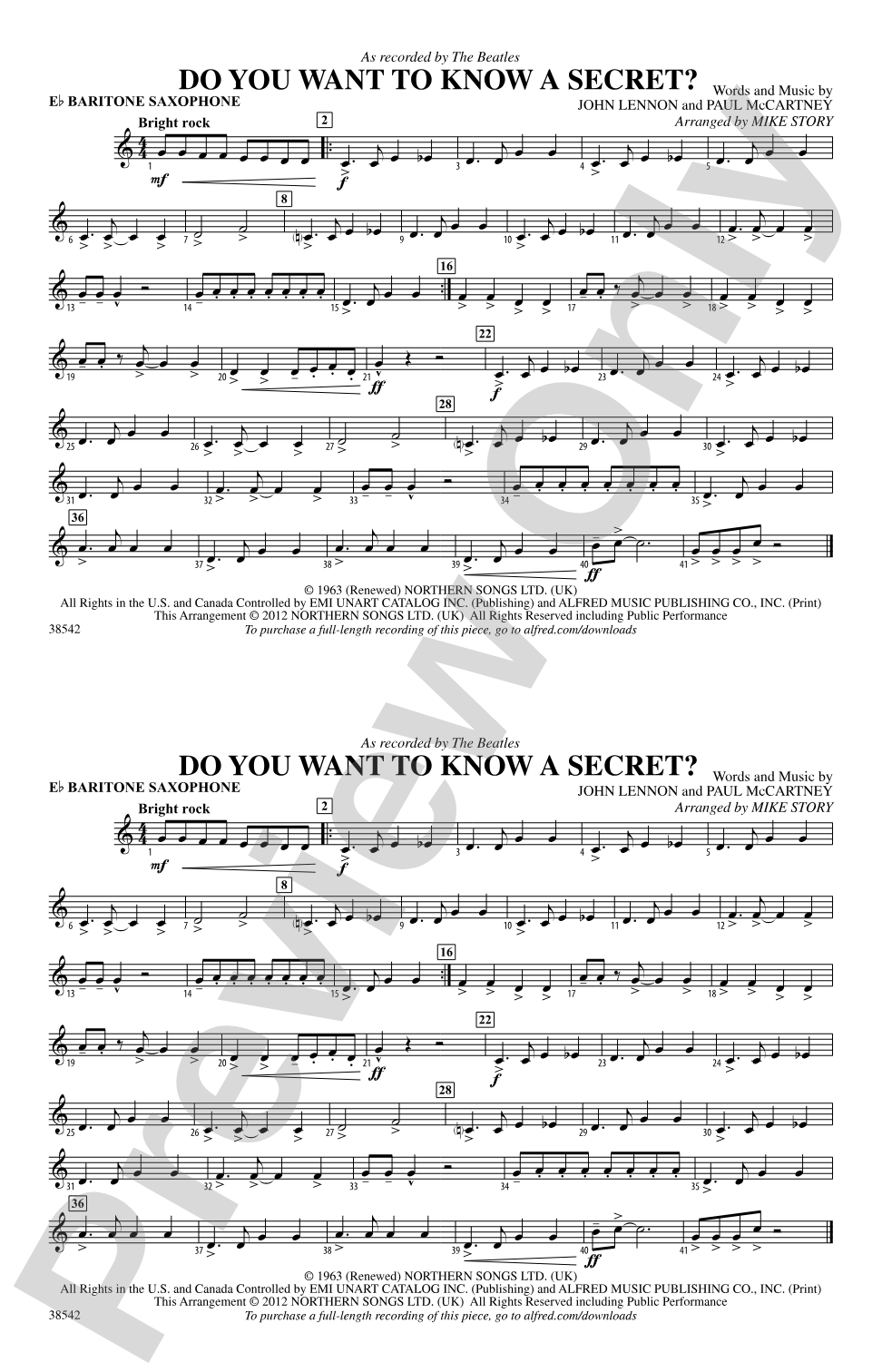 Do You Want to Know a Secret?: E-flat Baritone Saxophone