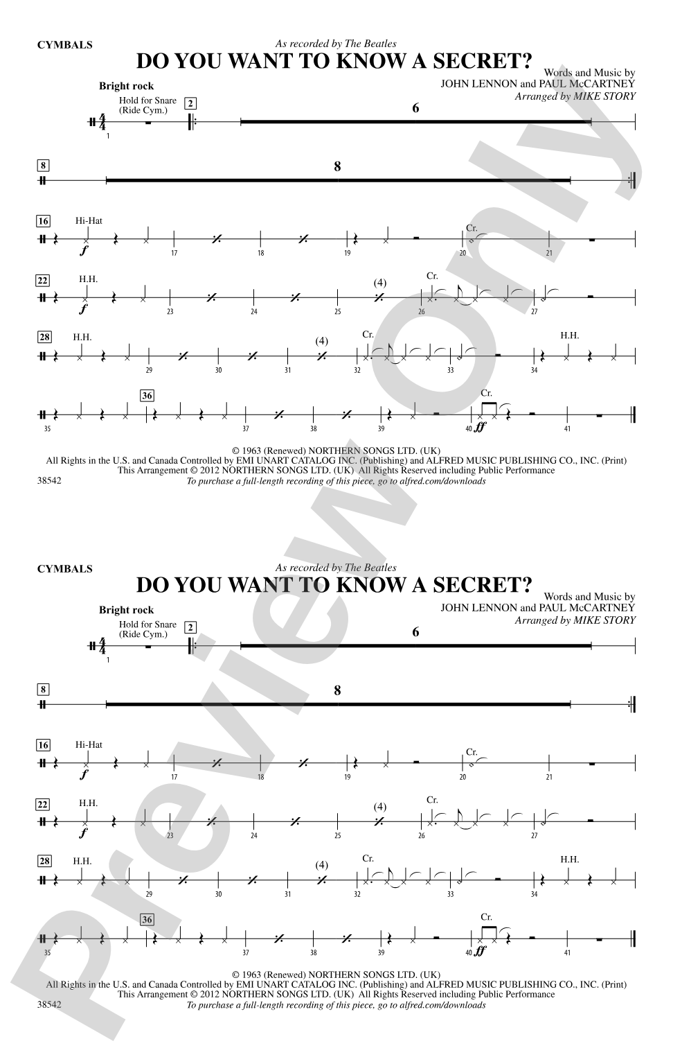 Do You Want to Know a Secret?: Cymbals