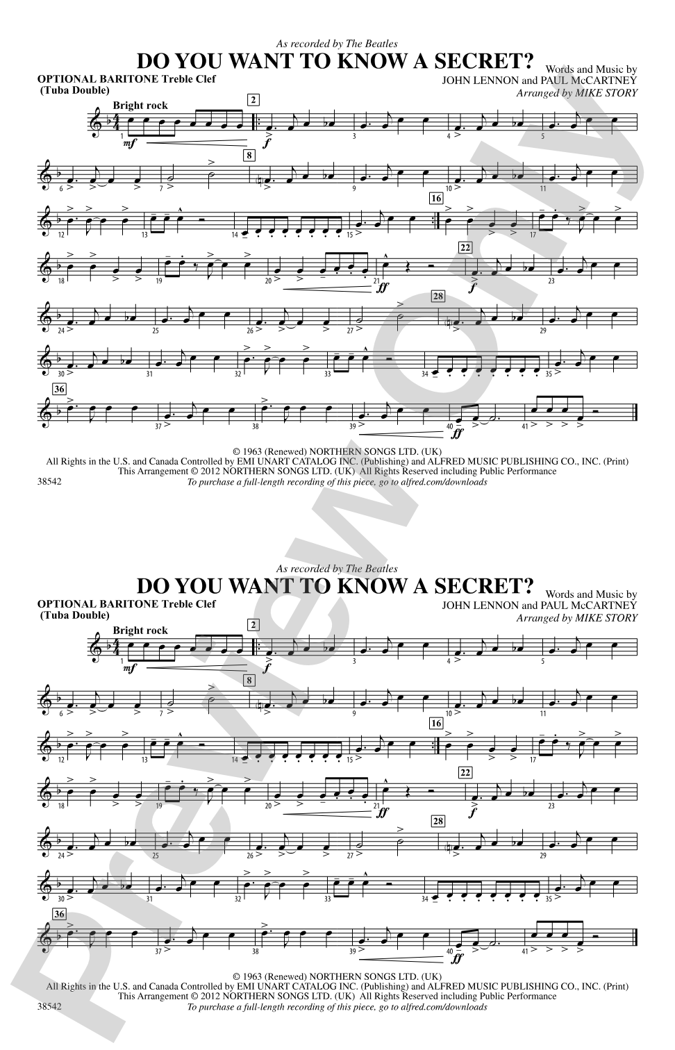 Do You Want to Know a Secret?: Optional Baritone T.C. (Tuba Double)