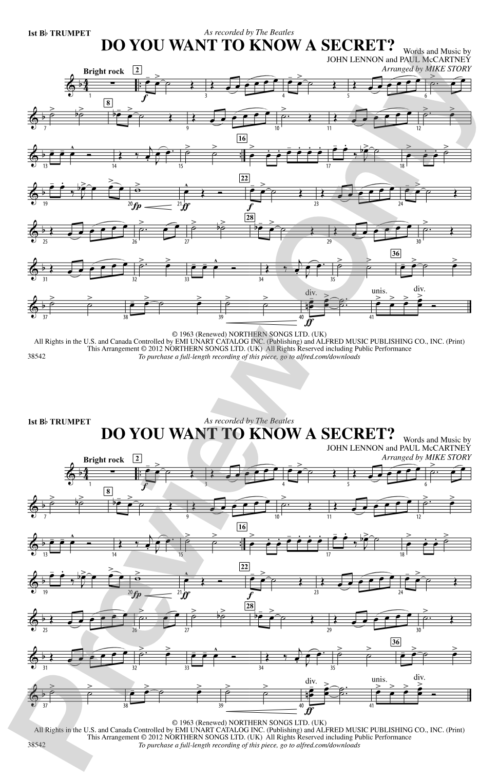 Do You Want to Know a Secret?: 1st B-flat Trumpet