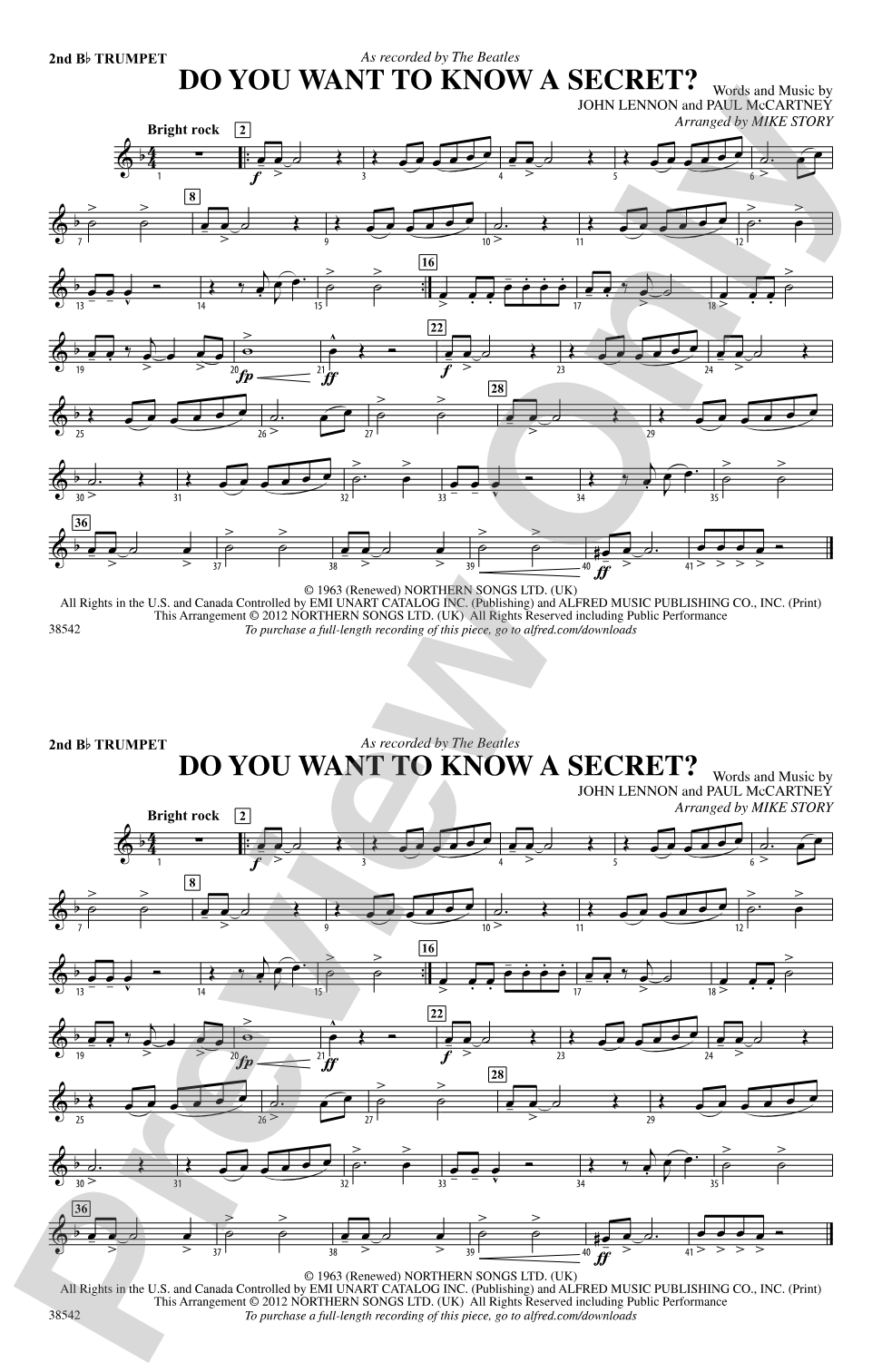 Do You Want to Know a Secret?: 2nd B-flat Trumpet