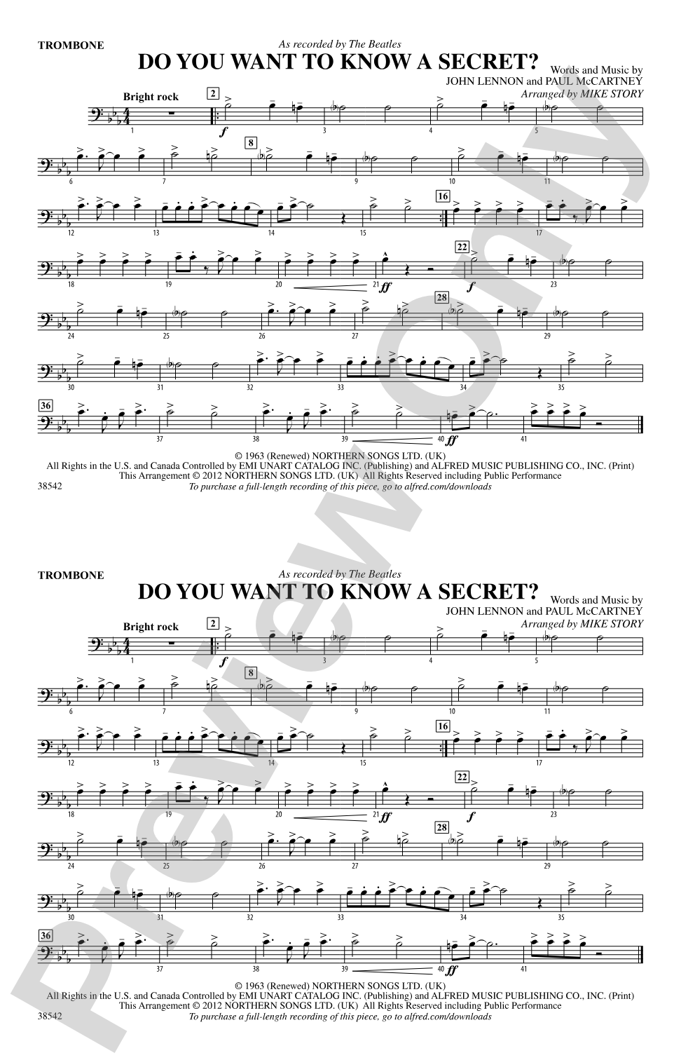 Do You Want to Know a Secret?: 1st Trombone