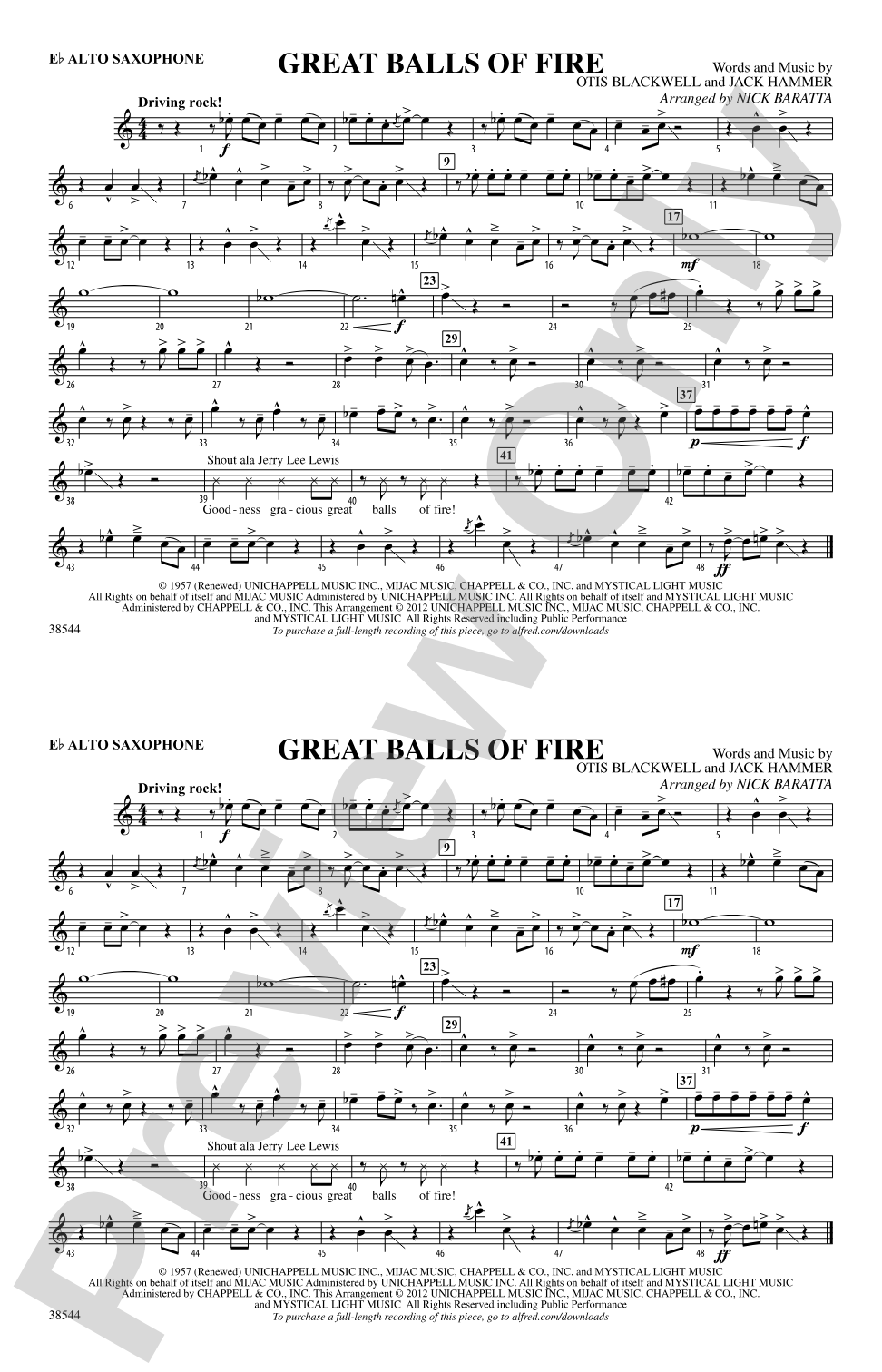 Great Balls of Fire: E-flat Alto Saxophone