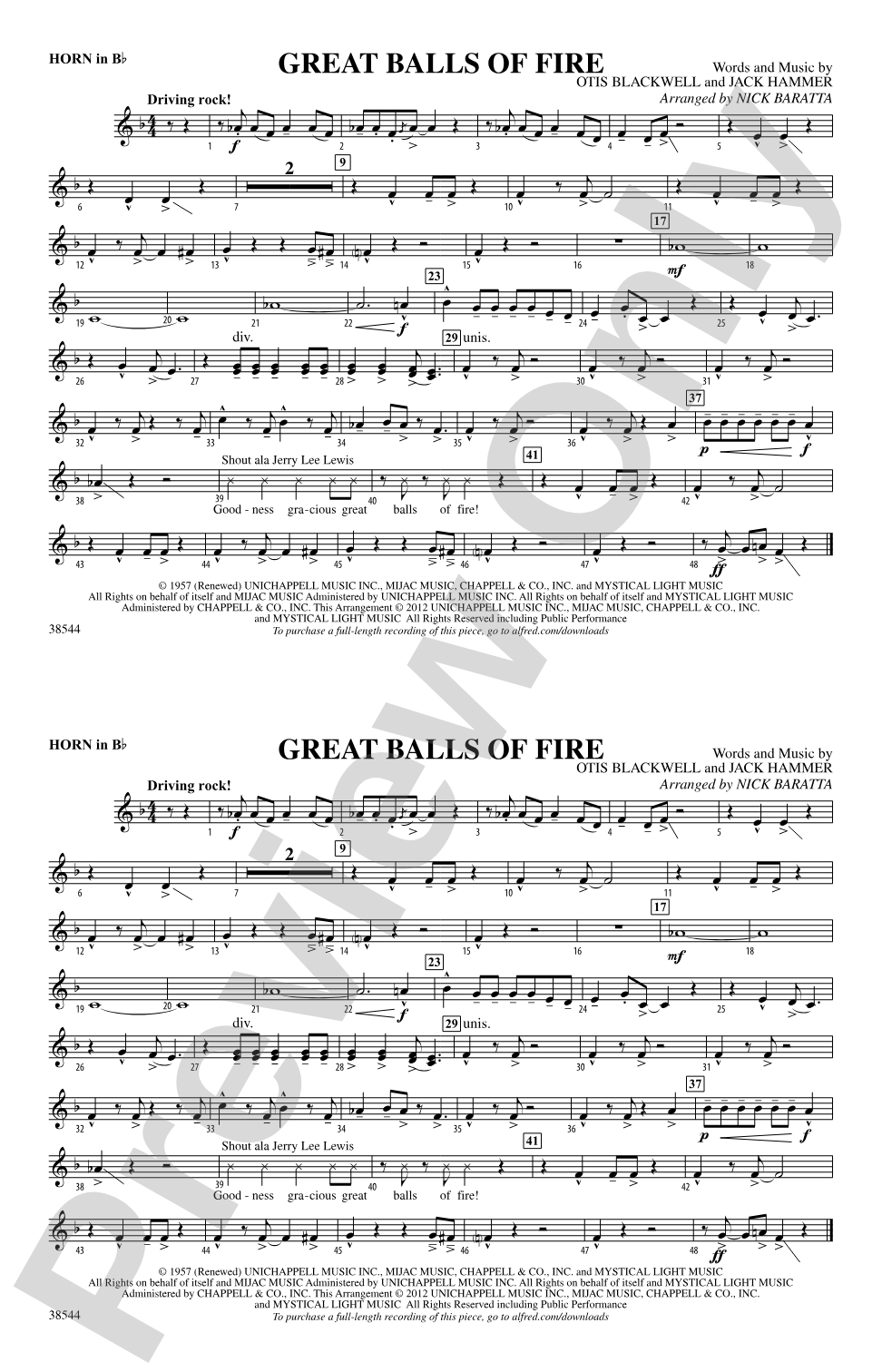 Great Balls of Fire: Horn in B flat