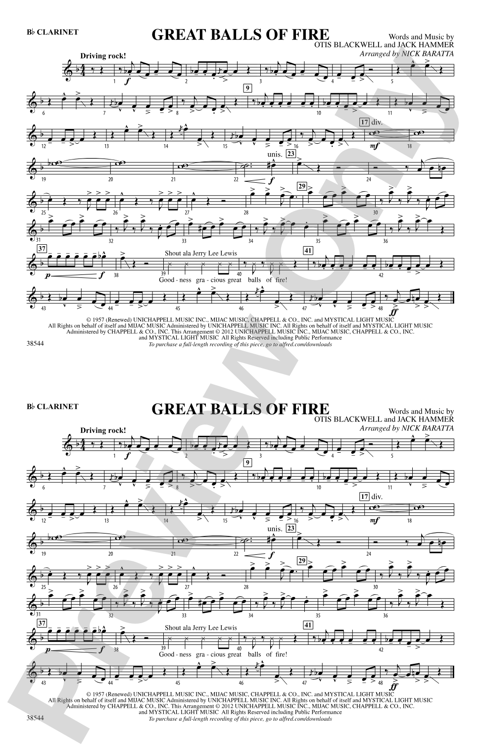 Great Balls of Fire: 1st B-flat Clarinet