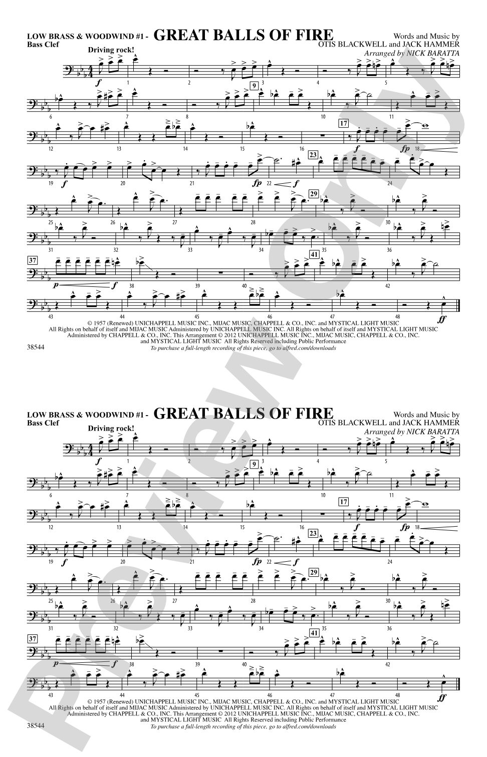 Great Balls of Fire: Low Brass & Woodwinds #1 - Bass Clef
