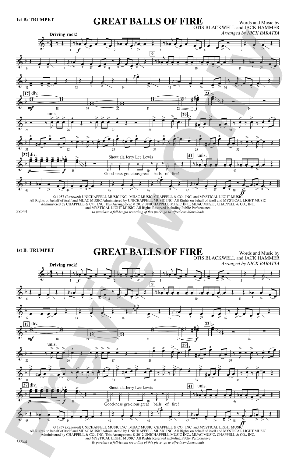 Great Balls of Fire: 1st B-flat Trumpet