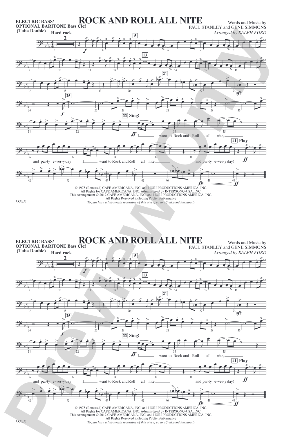 Rock and Roll All Nite: Electric Bass