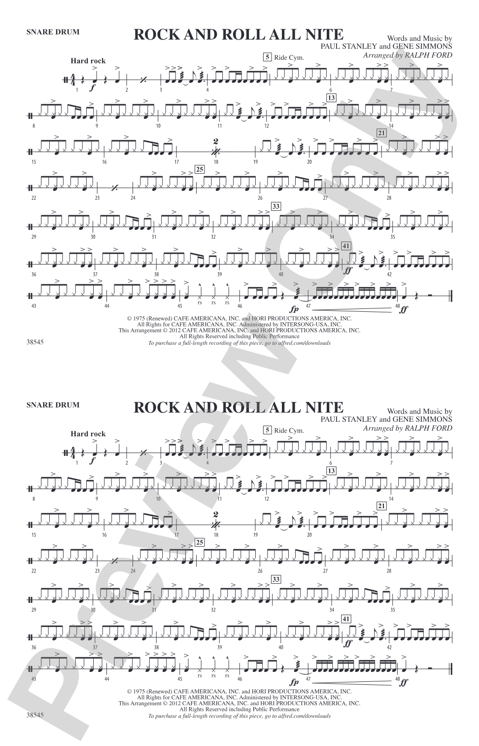 Rock and Roll All Nite: Snare Drum