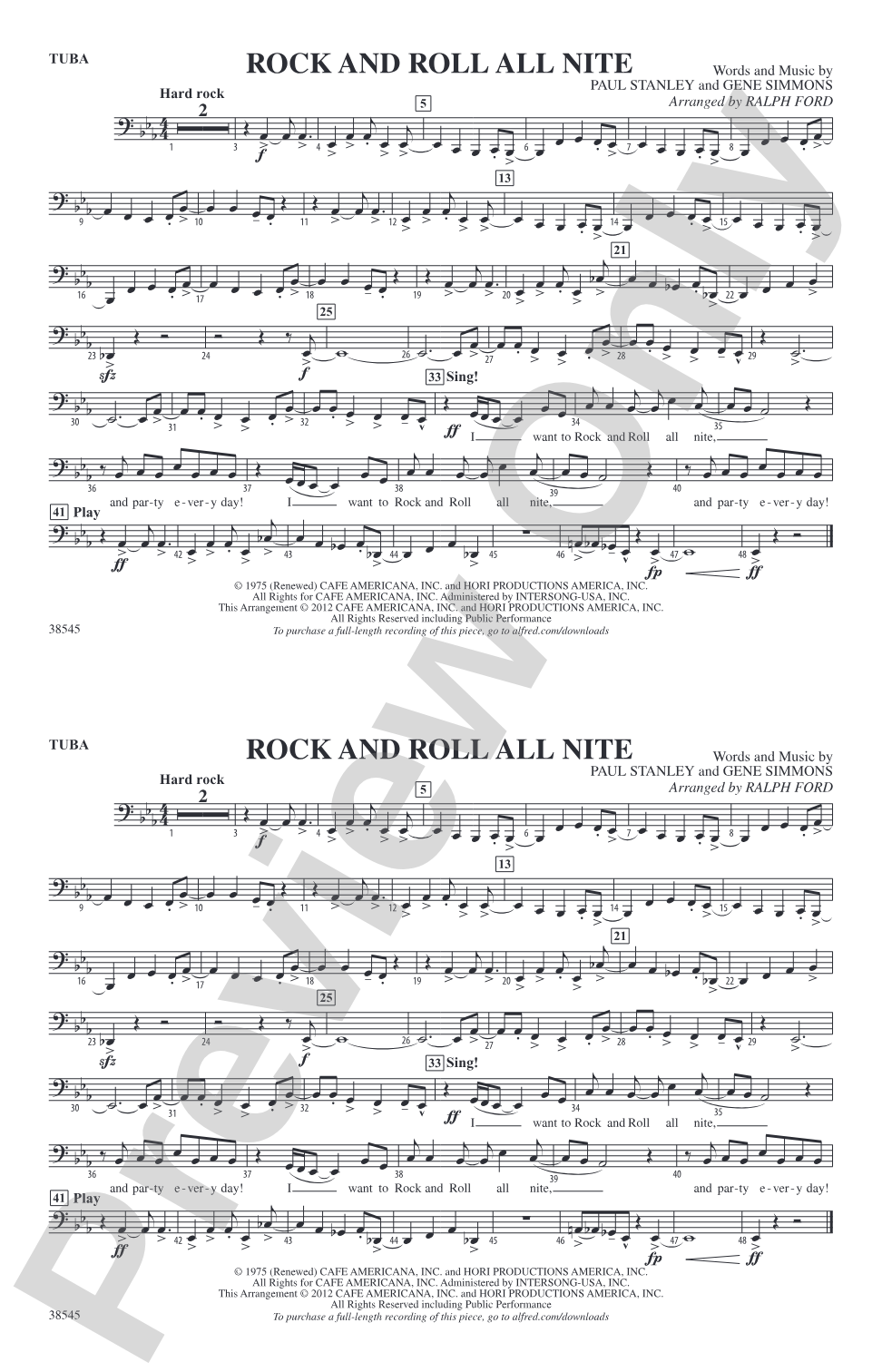 Rock and Roll All Nite: Tuba