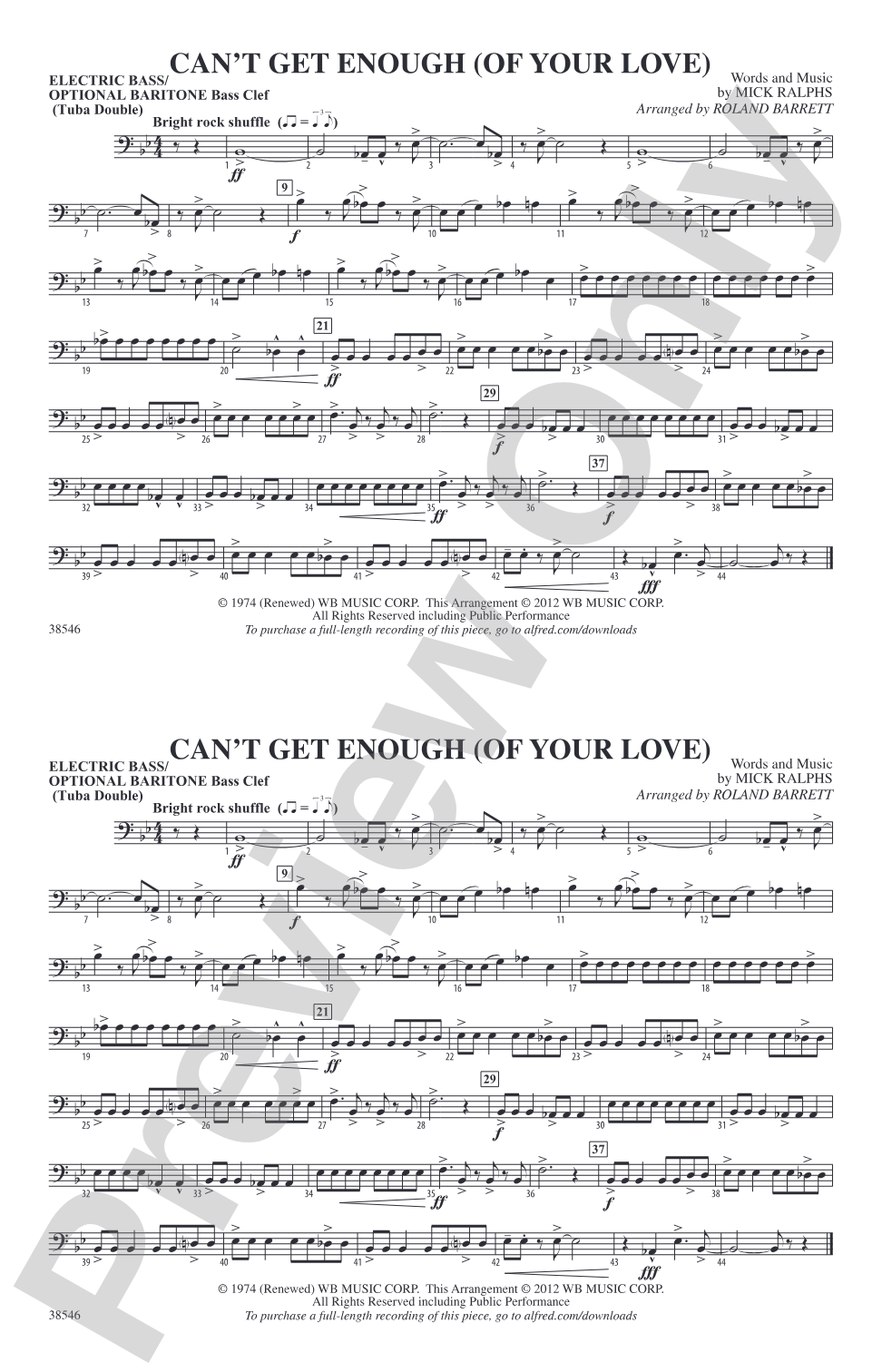 Can't Get Enough (Of Your Love): Electric Bass
