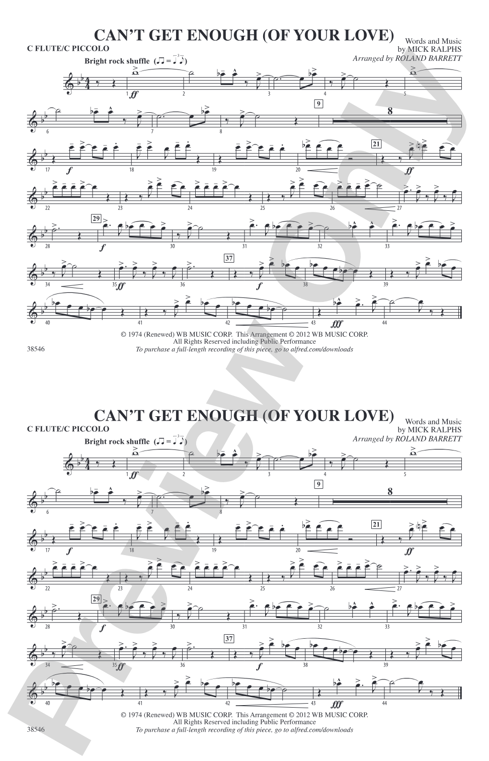 Can't Get Enough (Of Your Love): Flute