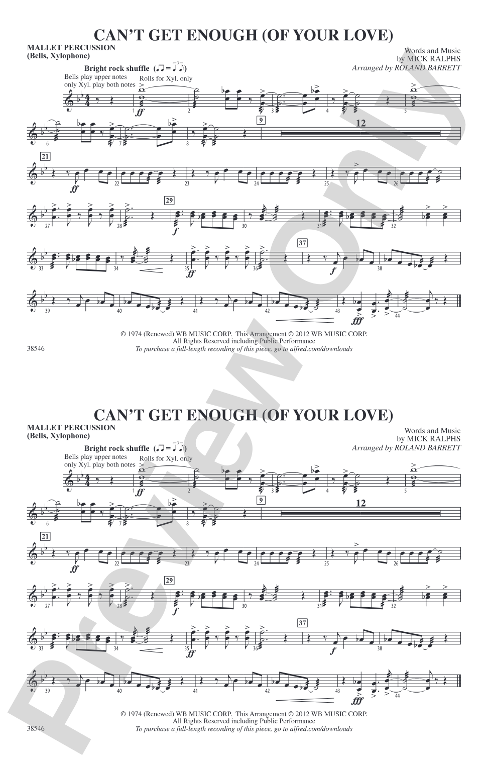 Can't Get Enough (Of Your Love): Mallets