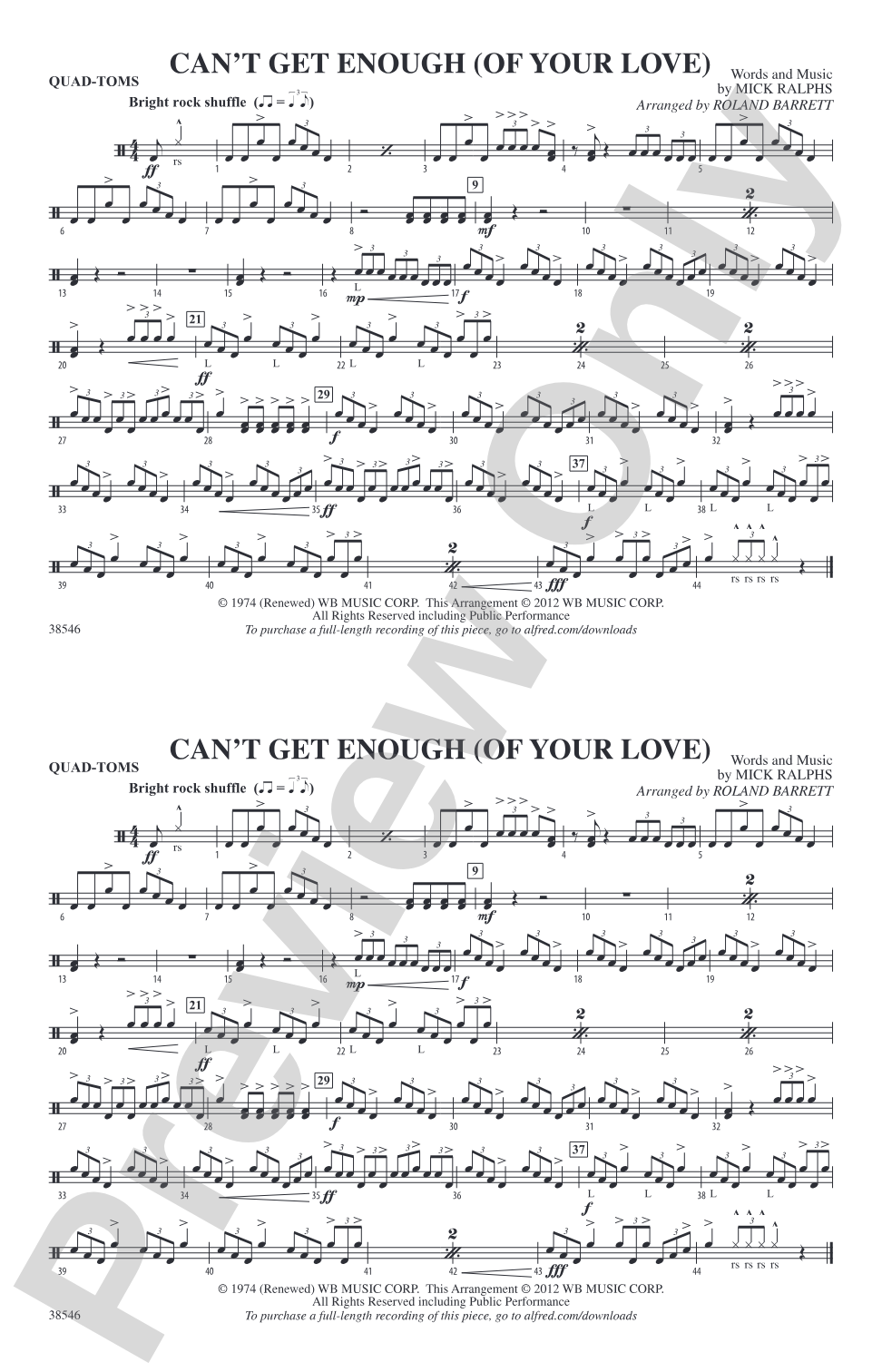 Can't Get Enough (Of Your Love): Quad-Toms