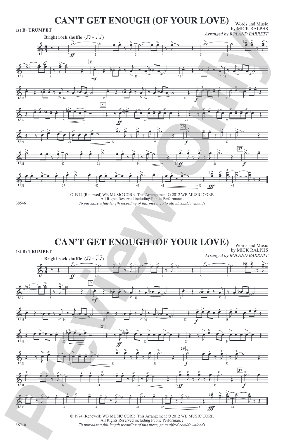 Can't Get Enough (Of Your Love): 1st B-flat Trumpet