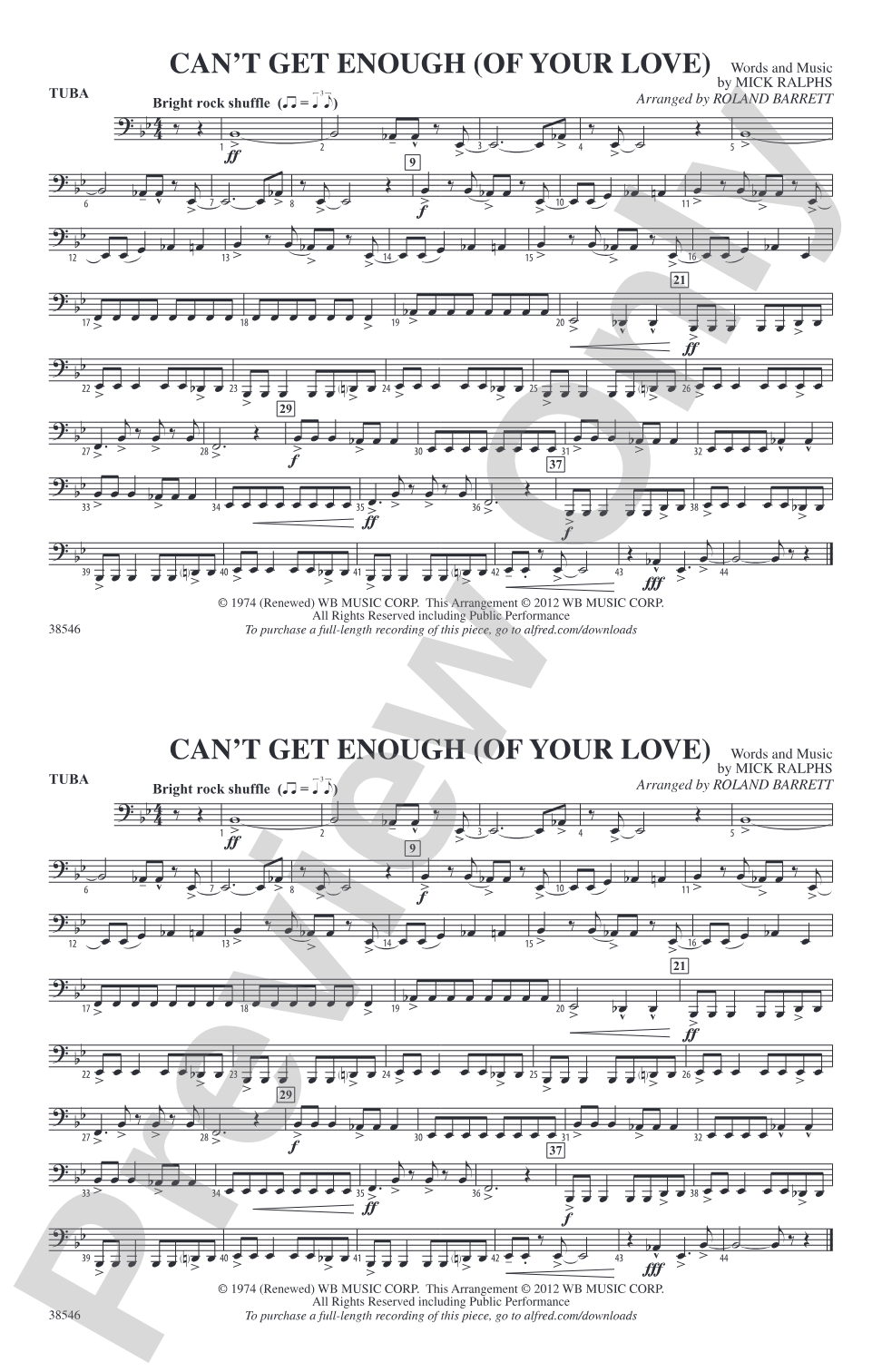 Can't Get Enough (Of Your Love): Tuba