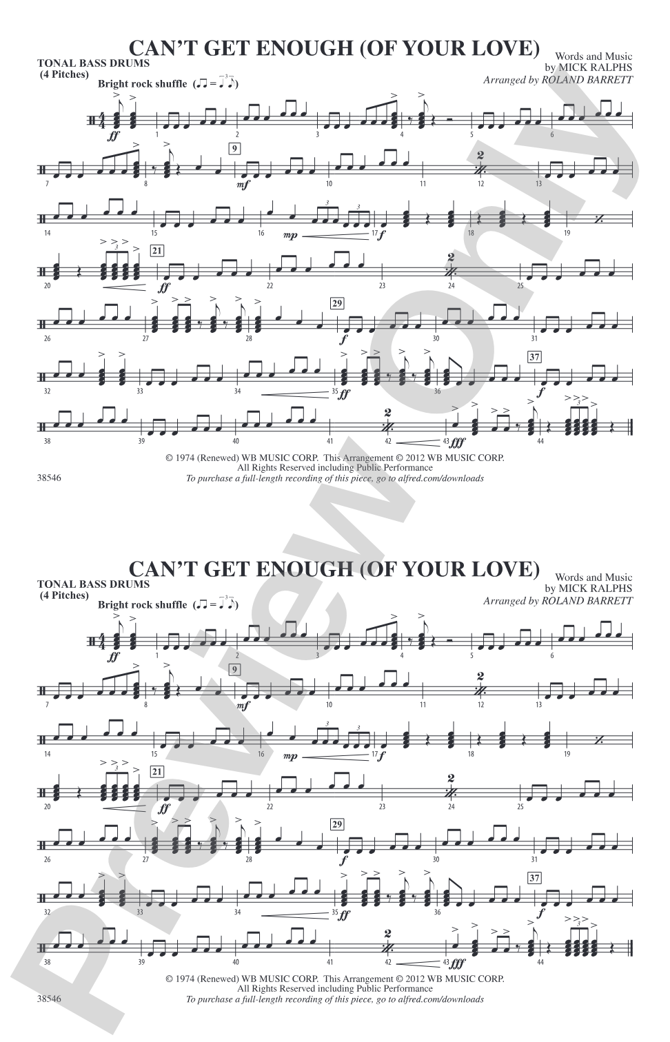 Can't Get Enough (Of Your Love): Tonal Bass Drum