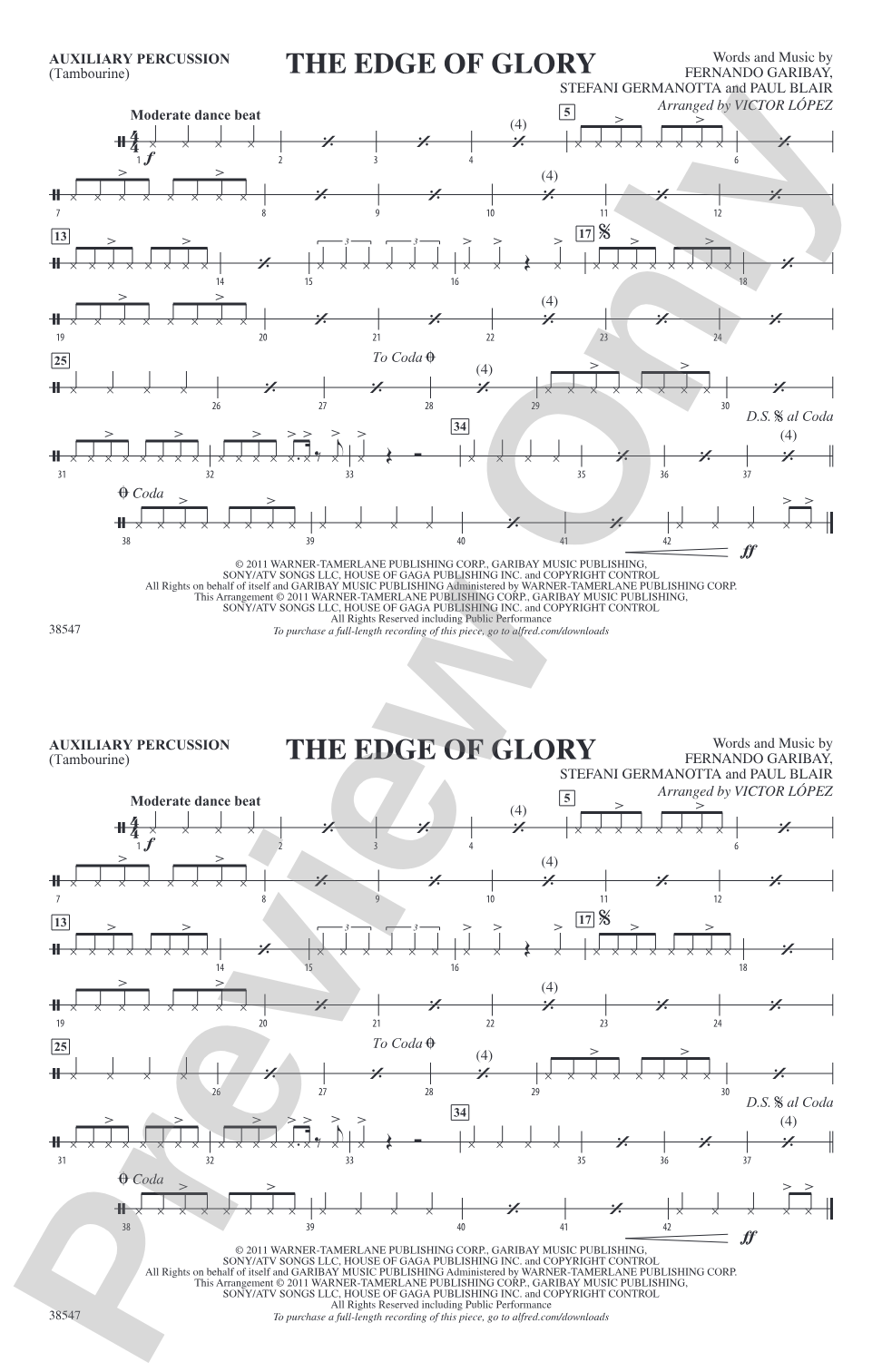 The Edge of Glory: Auxiliary Percussion