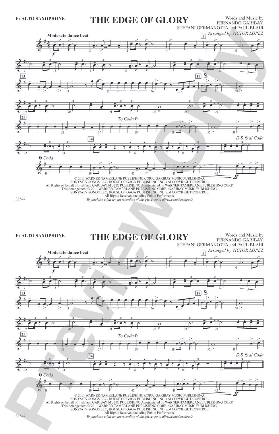 The Edge of Glory: E-flat Alto Saxophone