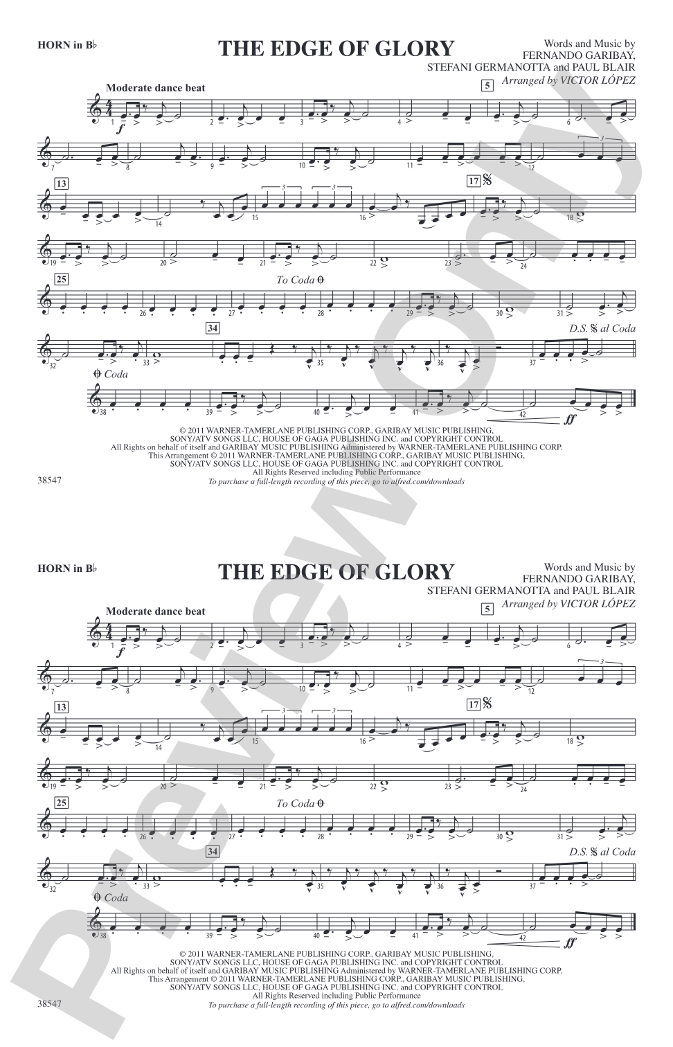 The Edge of Glory: Horn in B flat