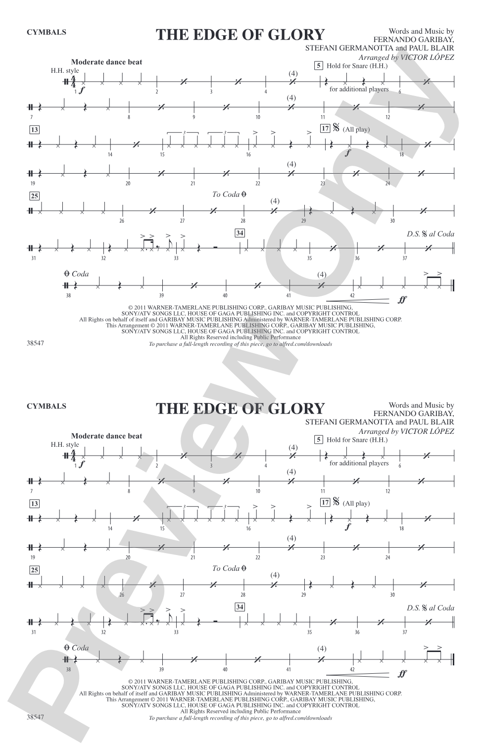 The Edge of Glory: Cymbals