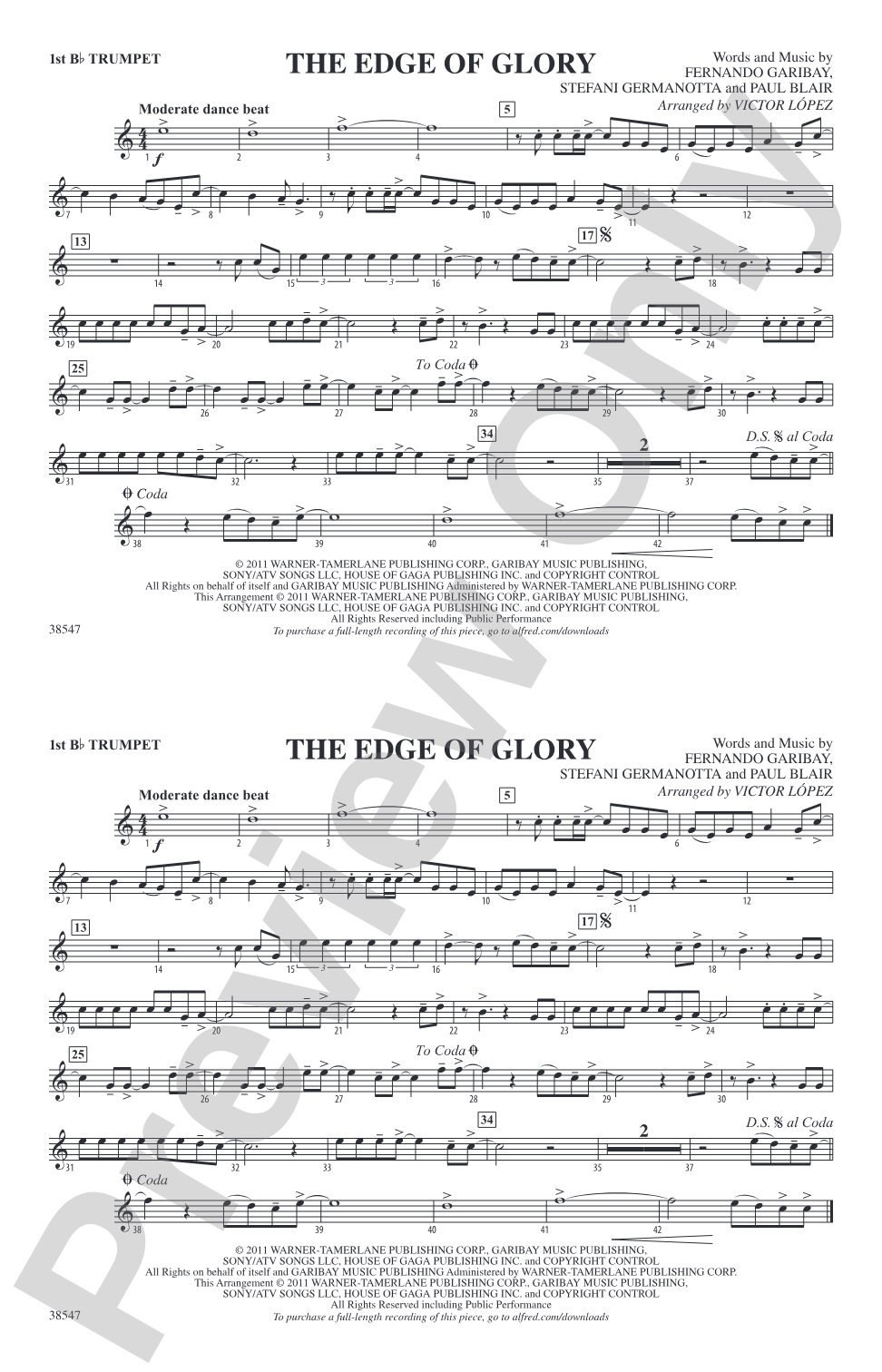 The Edge of Glory: 1st B-flat Trumpet