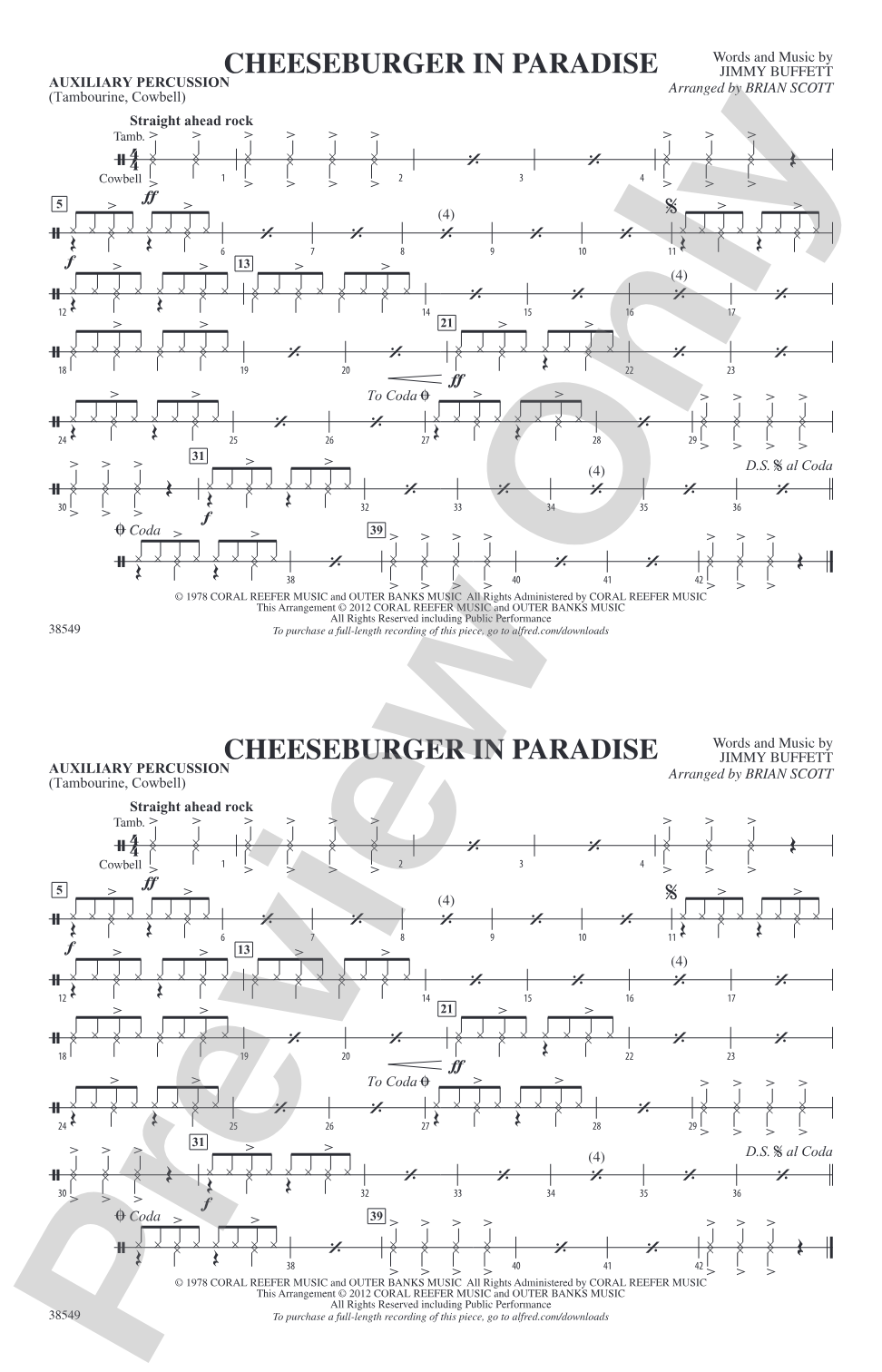 Cheeseburger in Paradise: Auxiliary Percussion