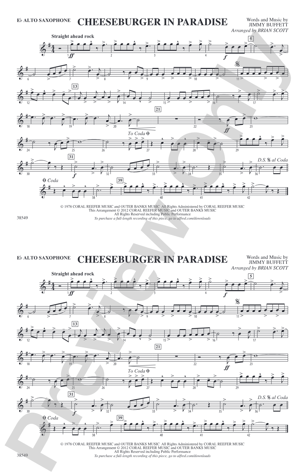 Cheeseburger in Paradise: E-flat Alto Saxophone