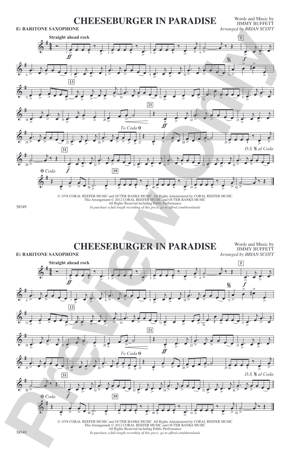Cheeseburger in Paradise: E-flat Baritone Saxophone