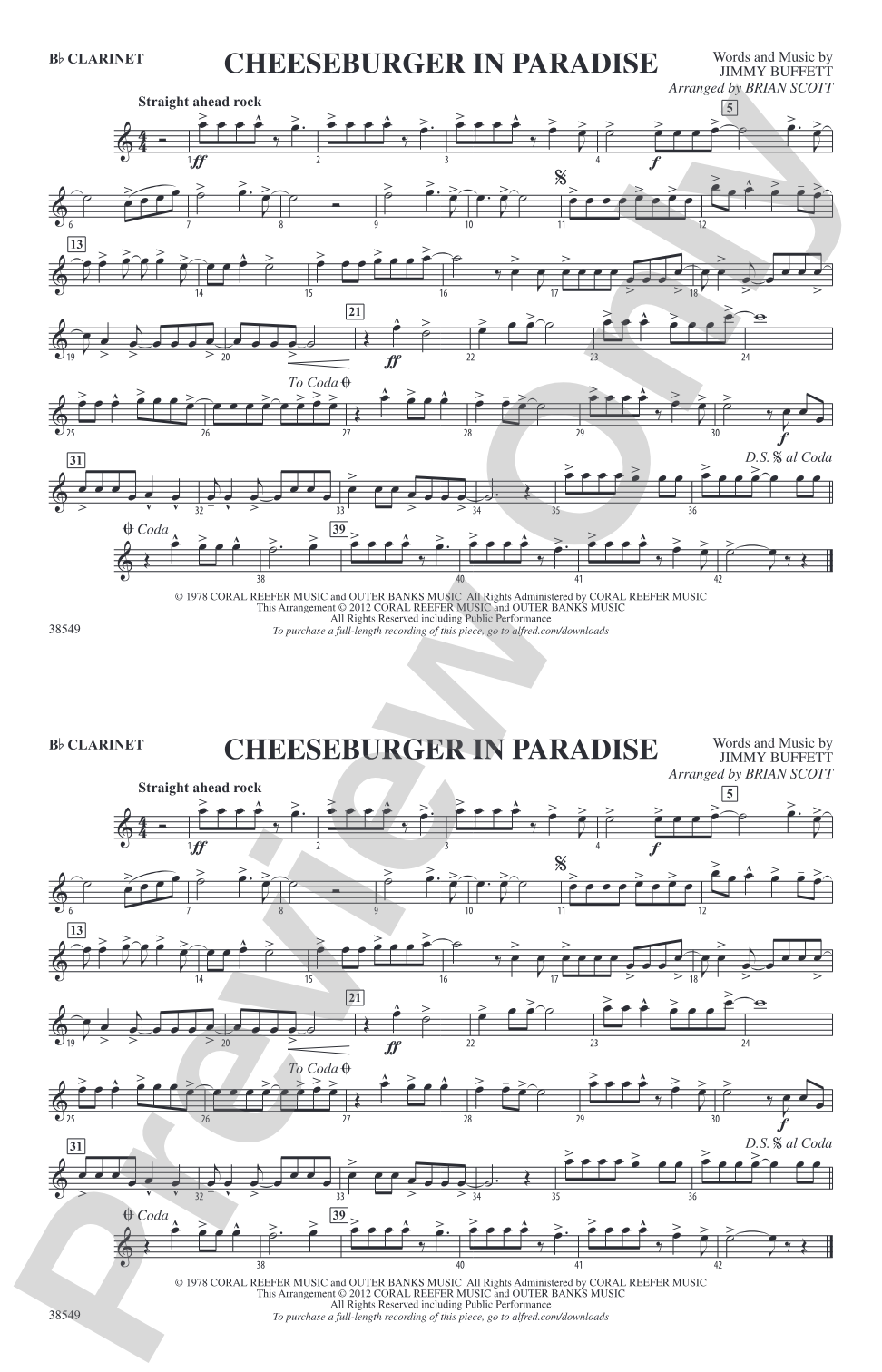 Cheeseburger in Paradise: 1st B-flat Clarinet