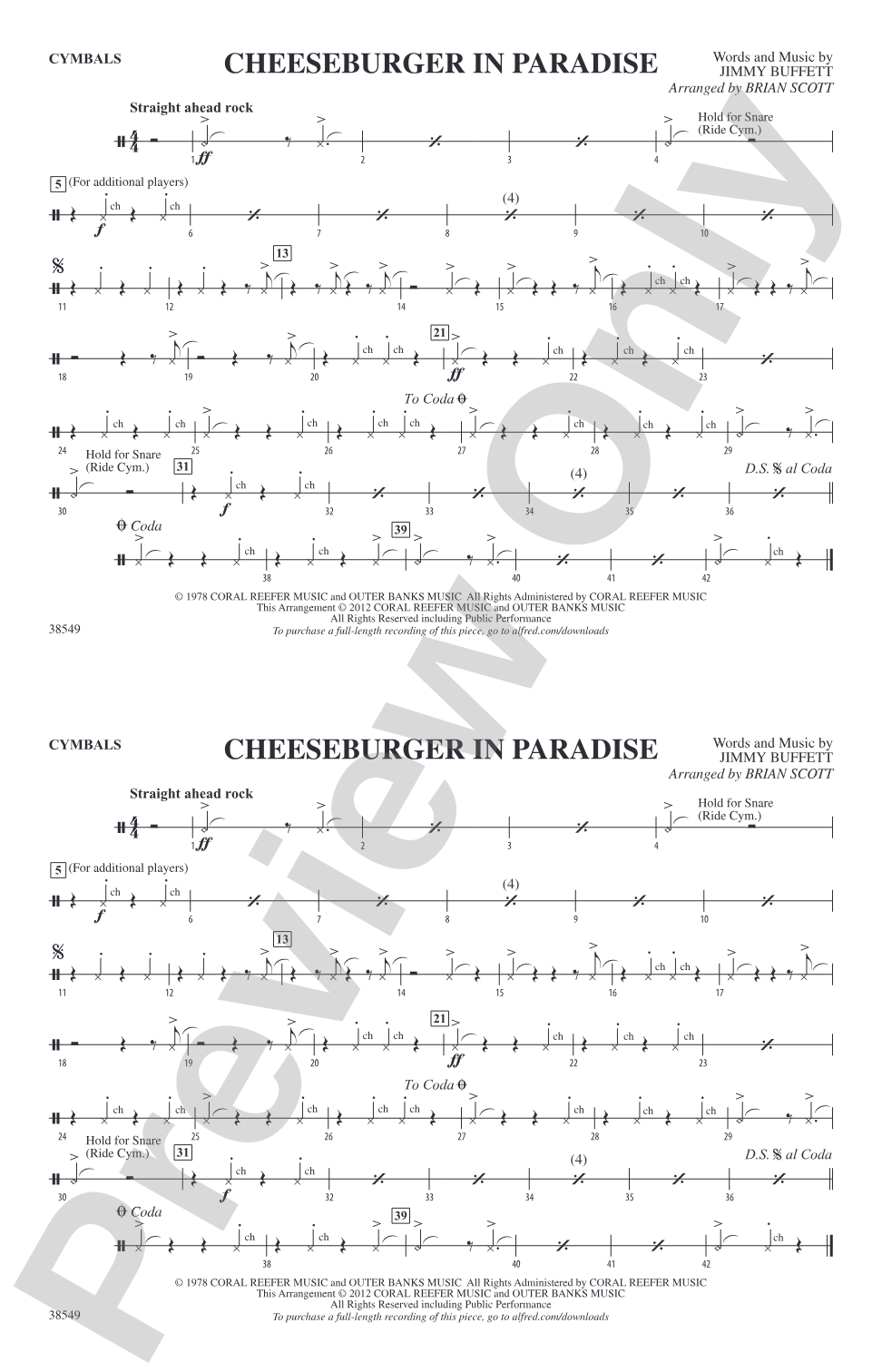Cheeseburger in Paradise: Cymbals