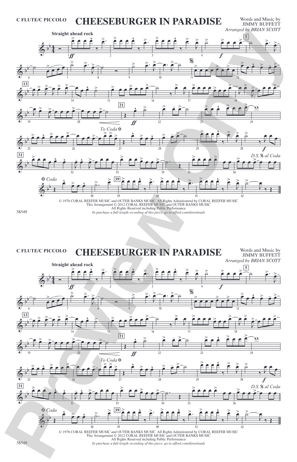 Cheeseburger in Paradise: Flute