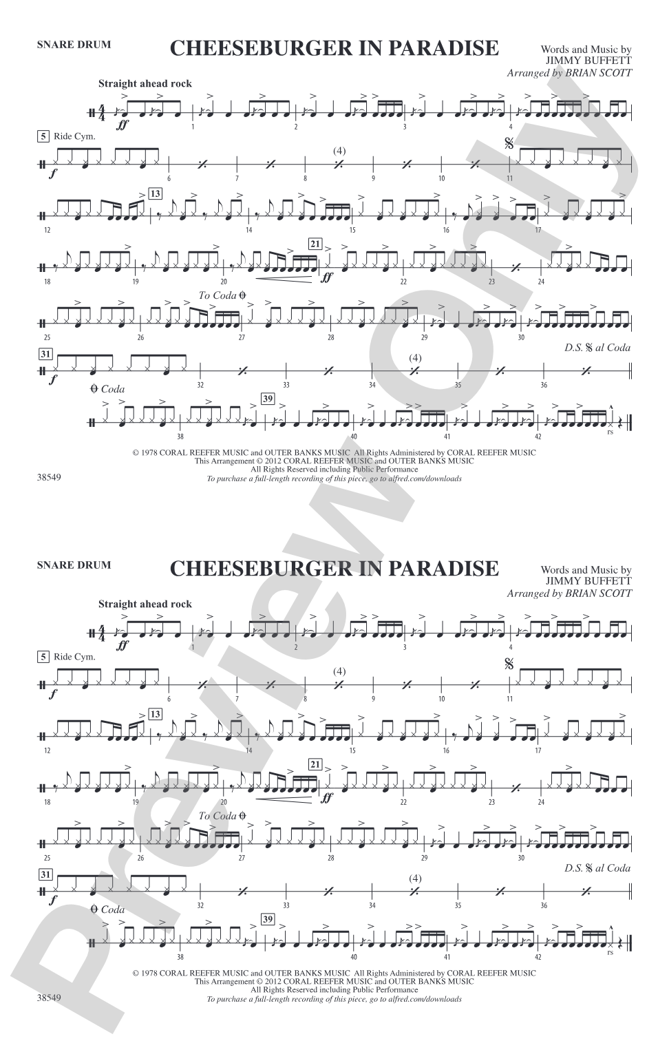 Cheeseburger in Paradise: Snare Drum