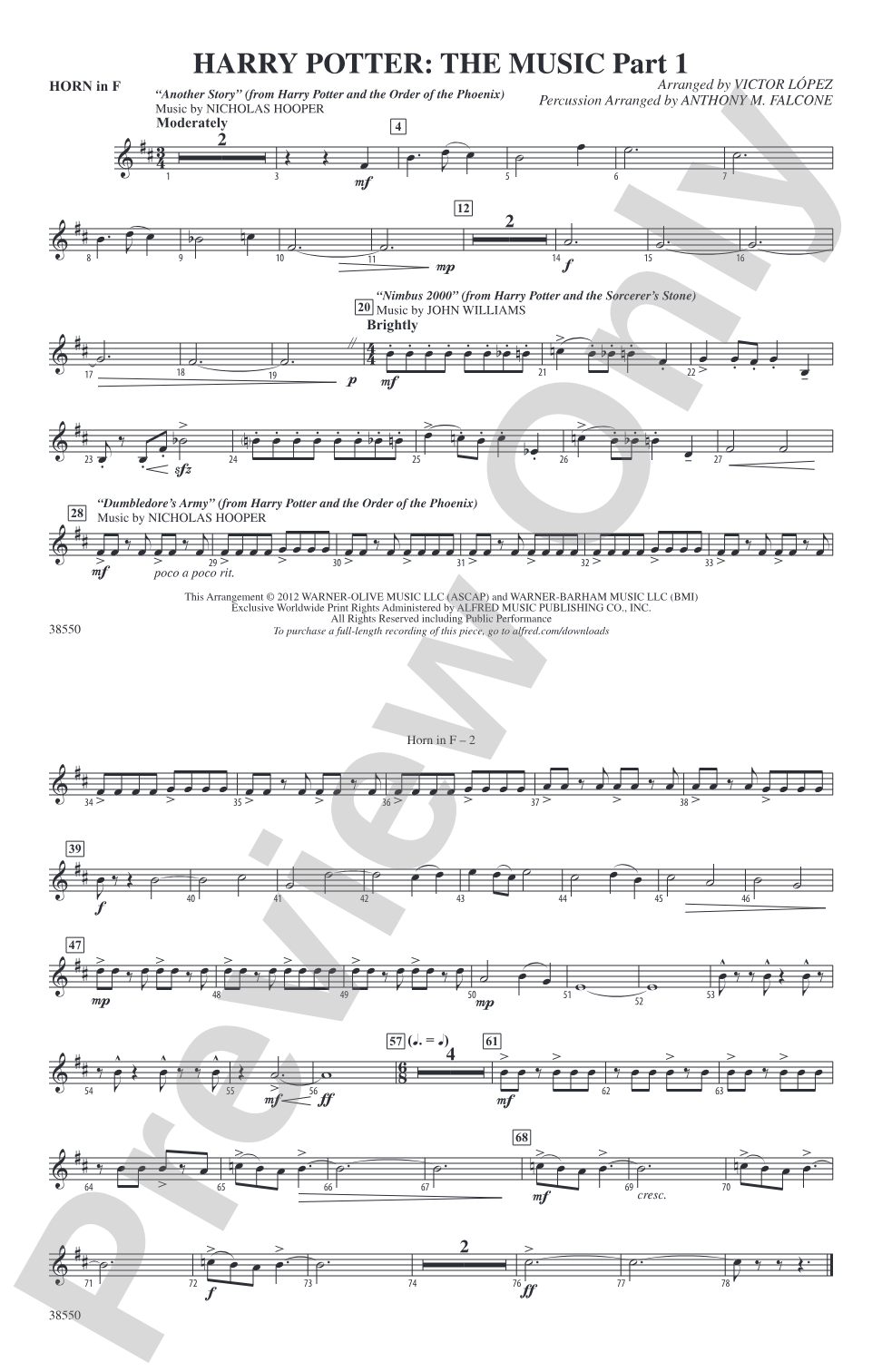 Harry Potter: The Music, Part 1: 1st F Horn