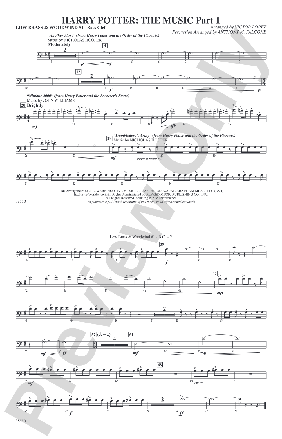 Harry Potter: The Music, Part 1: Low Brass & Woodwinds #1 - Bass Clef