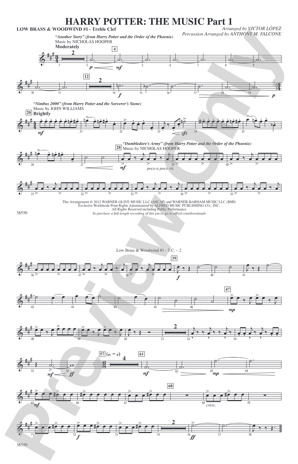 Harry Potter: The Music, Part 1: Low Brass & Woodwinds #1 - Treble Clef