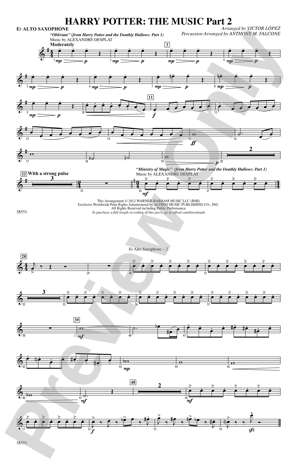 Harry Potter: The Music, Part 2: E-flat Alto Saxophone