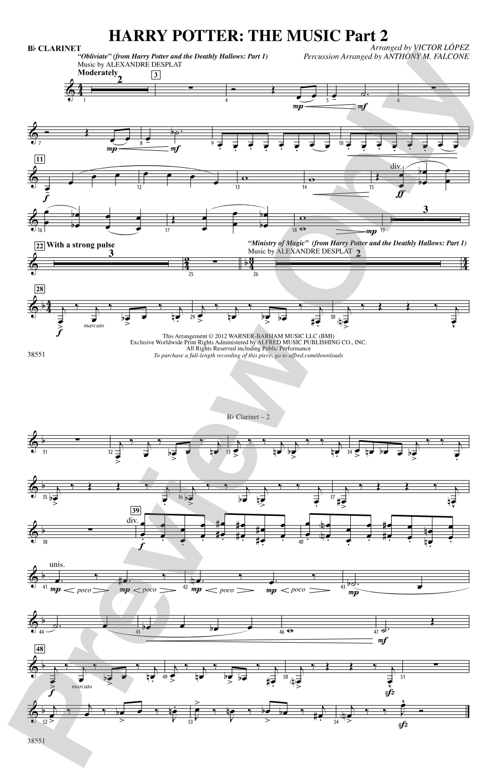 Harry Potter: The Music, Part 2: 1st B-flat Clarinet