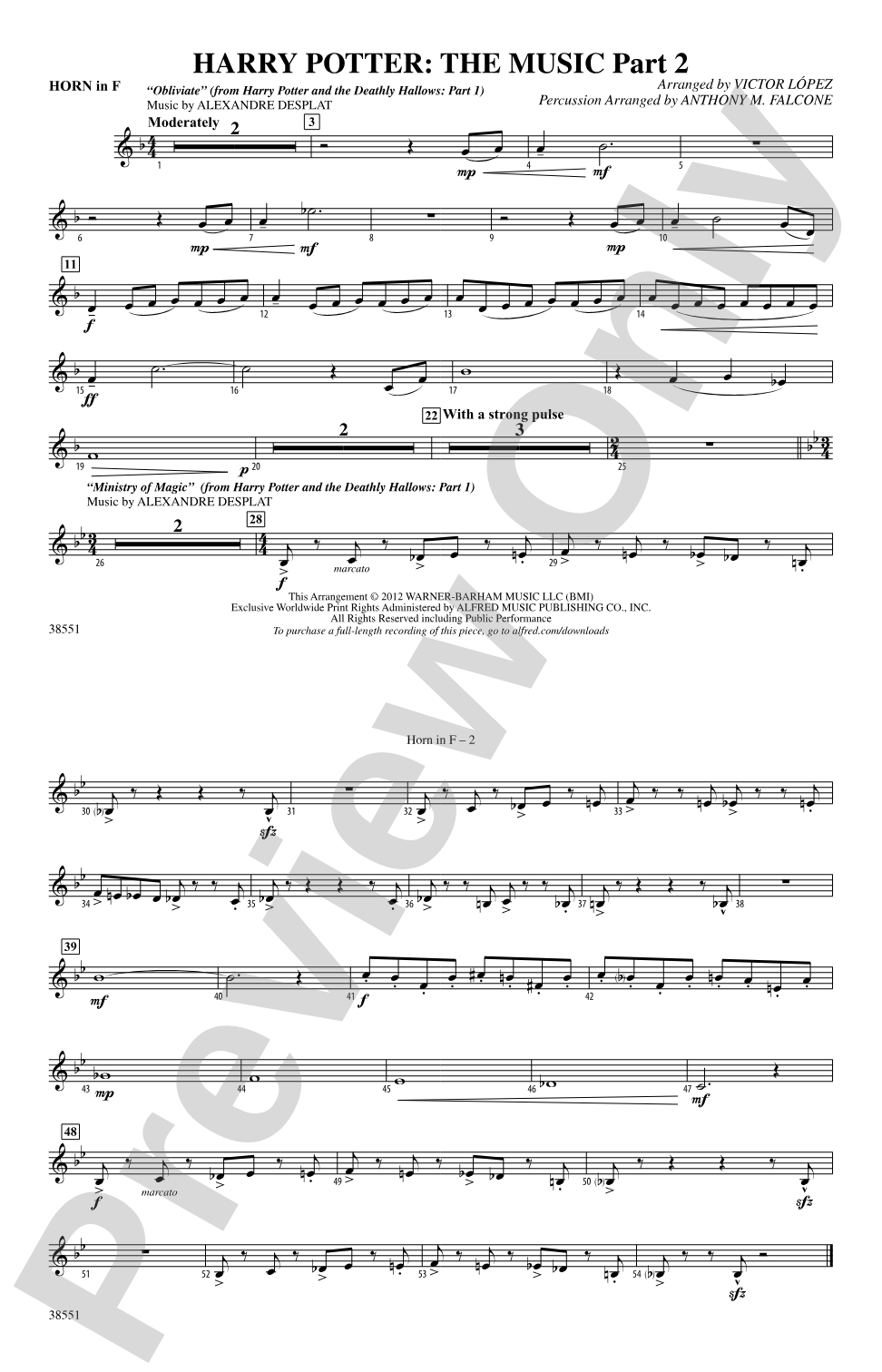 Harry Potter: The Music, Part 2: 1st F Horn