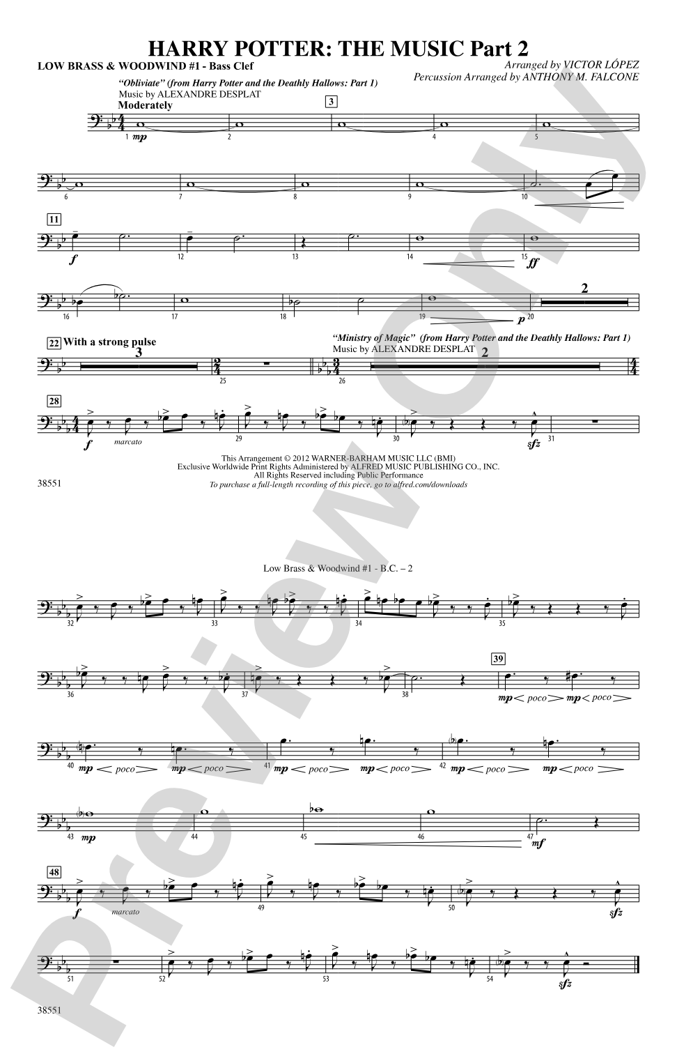 Harry Potter: The Music, Part 2: Low Brass & Woodwinds #1 - Bass Clef