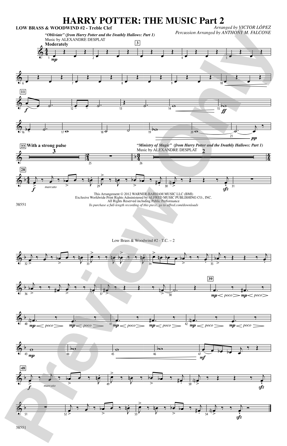 Harry Potter: The Music, Part 2: Low Brass & Woodwinds #2 - Treble Clef