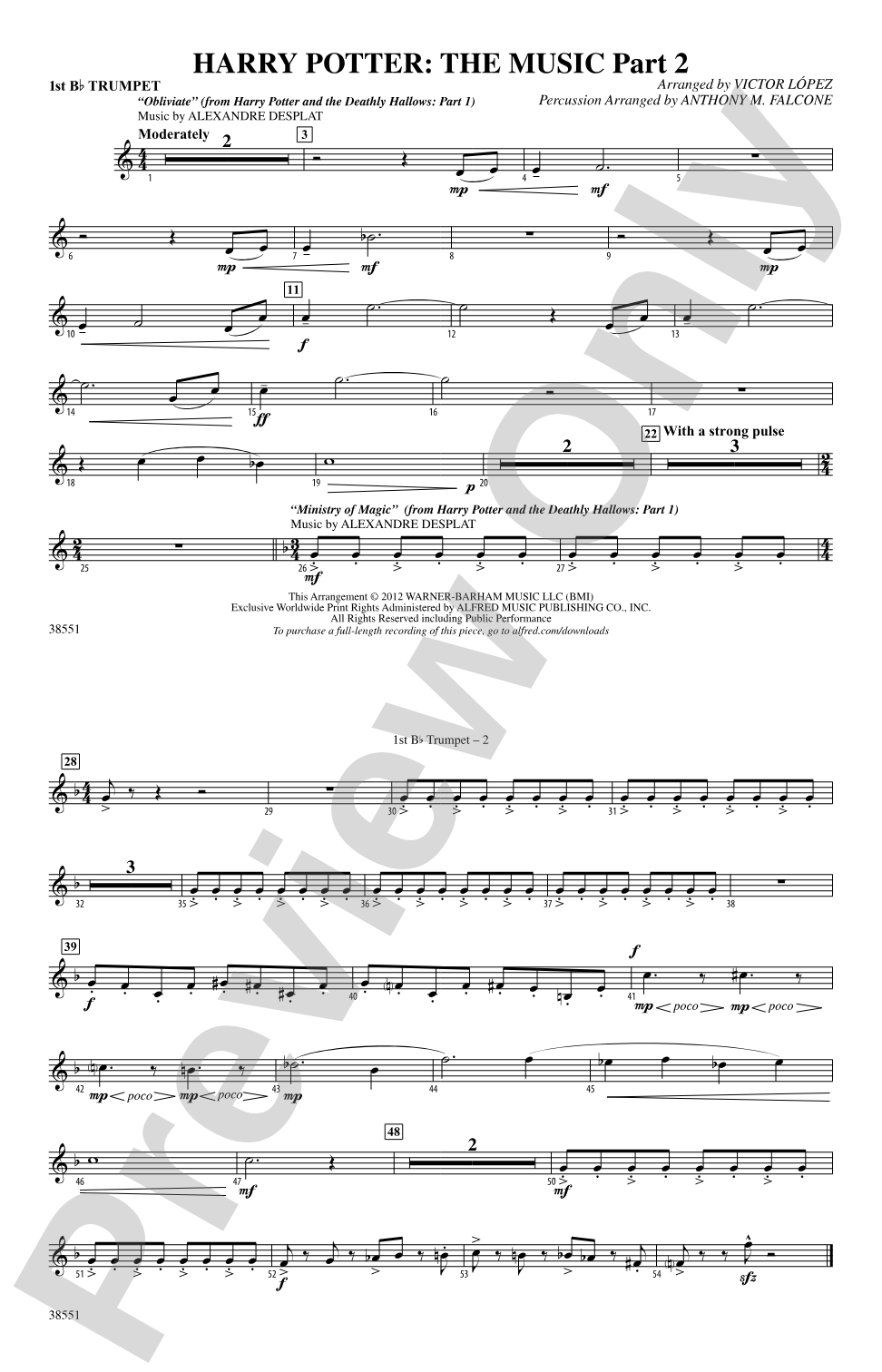 Harry Potter: The Music, Part 2: 1st B-flat Trumpet